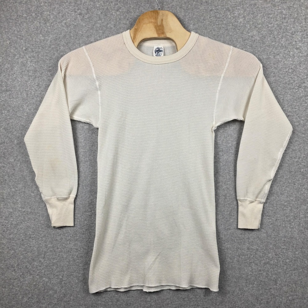 Morgan Mills Long Johns Shirt Mens XL White Waffle Thermal Made USA Crewneck‎